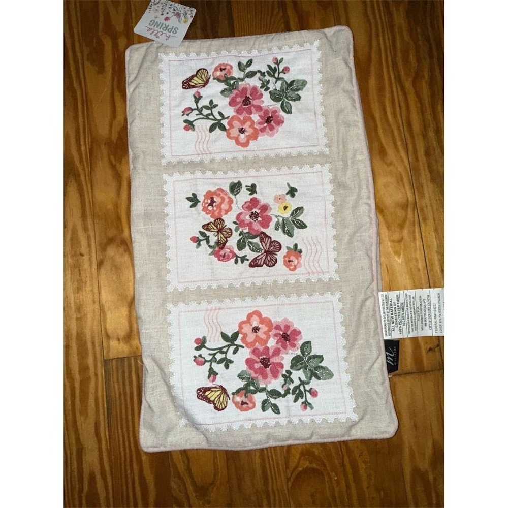 Vintage Floral Butterfly Embroidery Linen Pillow Cover Millihome new grandmacore